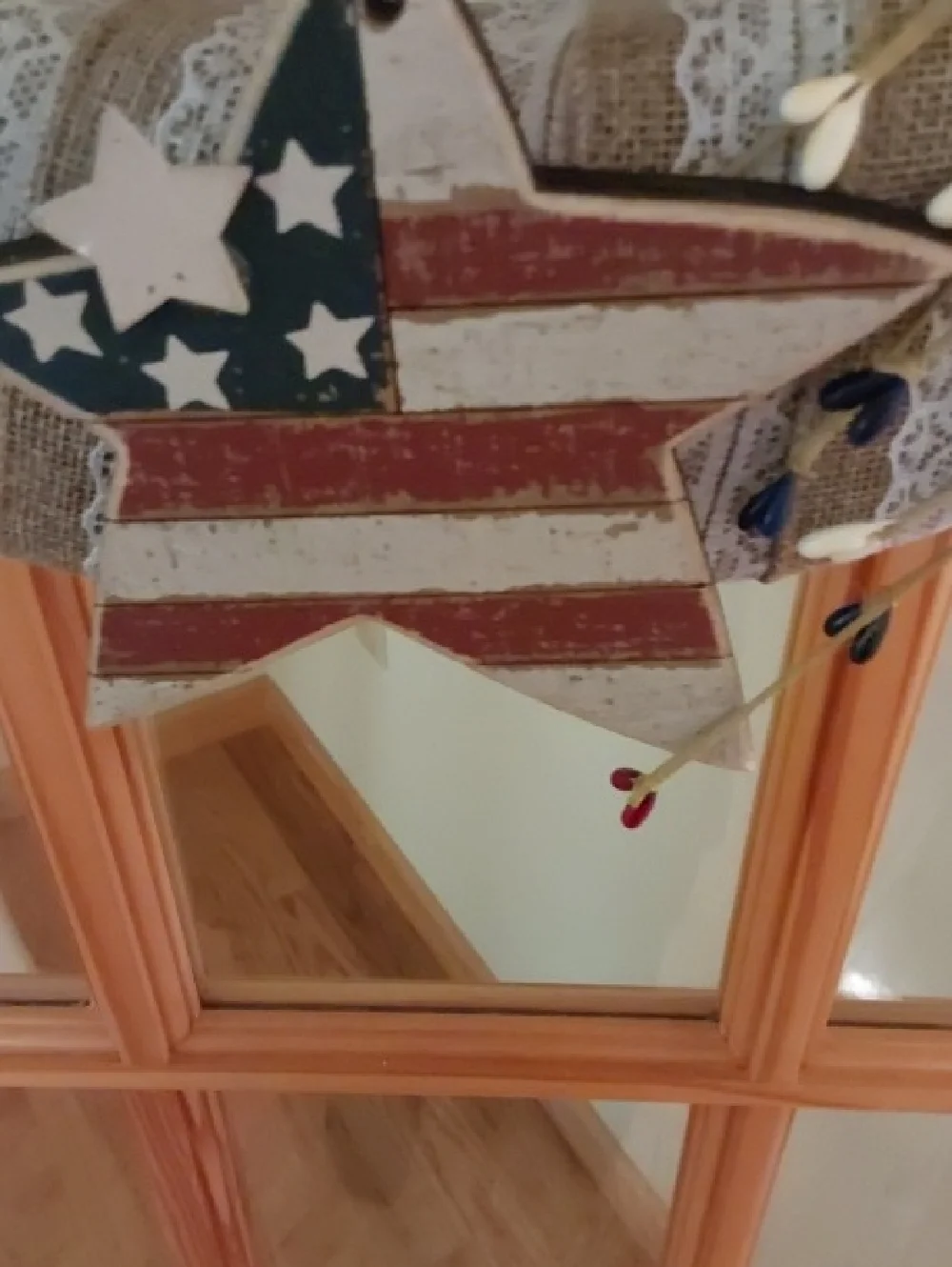 Patriotic Burlap Holiday Wreath with Chevron Bow